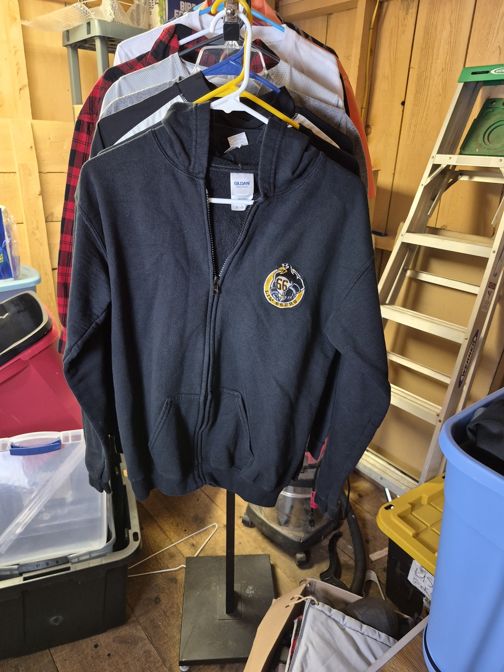 Gildan Black Kids Zip-Up Hoodie with 66 Patch Bin 45